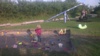 Playground with sandbox and swing at Skærbæk Camping.