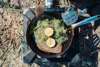 Fish cooked with herbs on a grill near Vedersø Strand Camping.